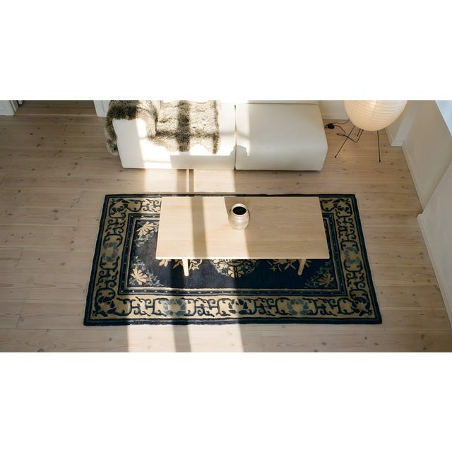 A Navy Ground Color With Asymmetric Pattern Antique Chinese Peking Rug For Sale - Image 11 of 11
