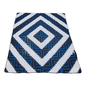 20thc Blue & White Log Cabin Quilt