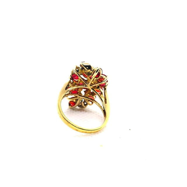 Late 20th Century Bochic “Orient” Vintage Orange Sapphire & Cognac Diamond Ring Set In 18K Gold & Silver For Sale - Image 5 of 11