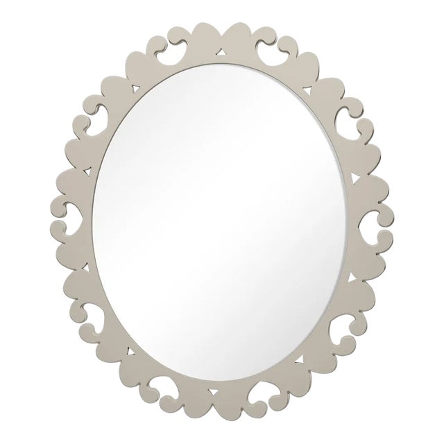 Fleur Home Garden District Satsuma Oval Mirror in Useful Gray, 42x48 For Sale