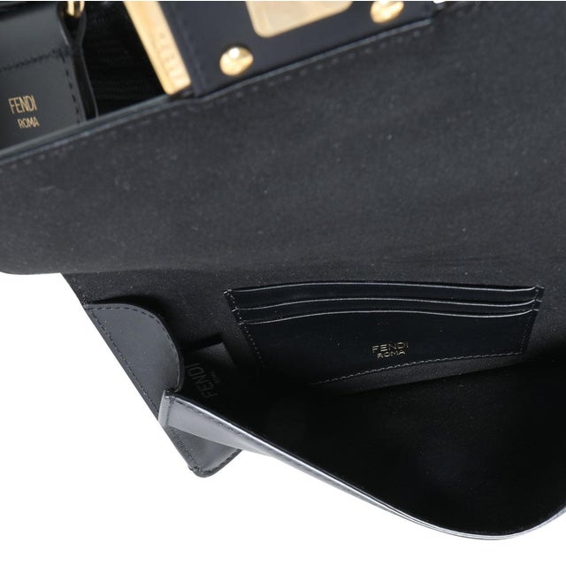 Animal Skin Black Calfskin Mini Flat Baguette with Strap For Sale - Image 7 of 7