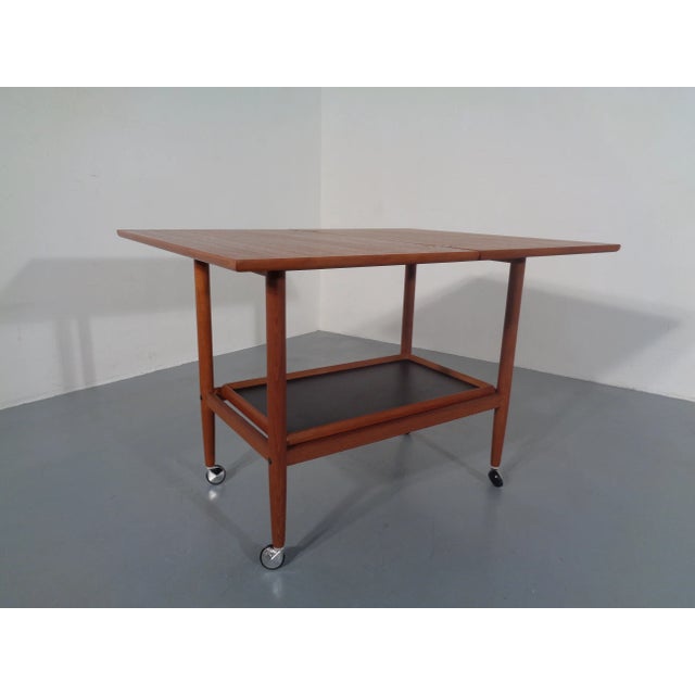 Teak Flip-Flop Expandable Cart with Removable Tray by Grete Jalk, 1960s For Sale - Image 6 of 17