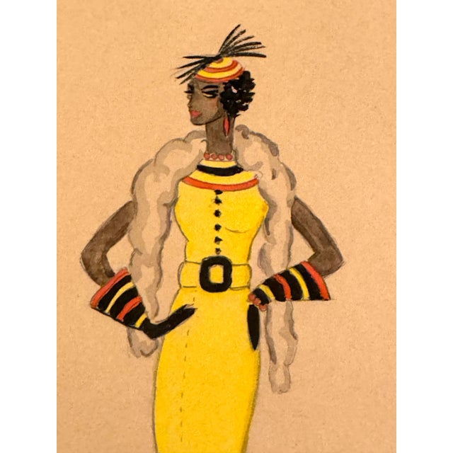Mid 20th Century Wayne Benter Jung, Fashion Sketch of Josephine Baker, Post WWII For Sale - Image 10 of 17