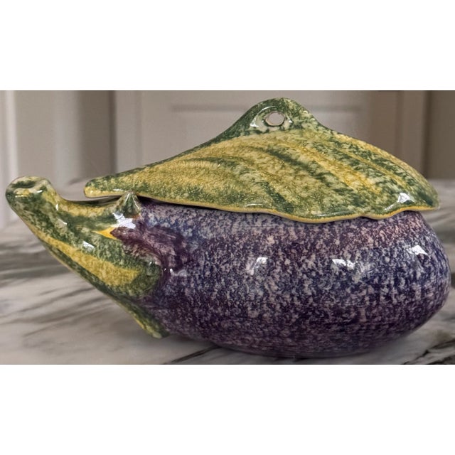 Late 20th Century LastCHANCE!Italian Majolica Style Eggplant Tureen For Sale - Image 5 of 12