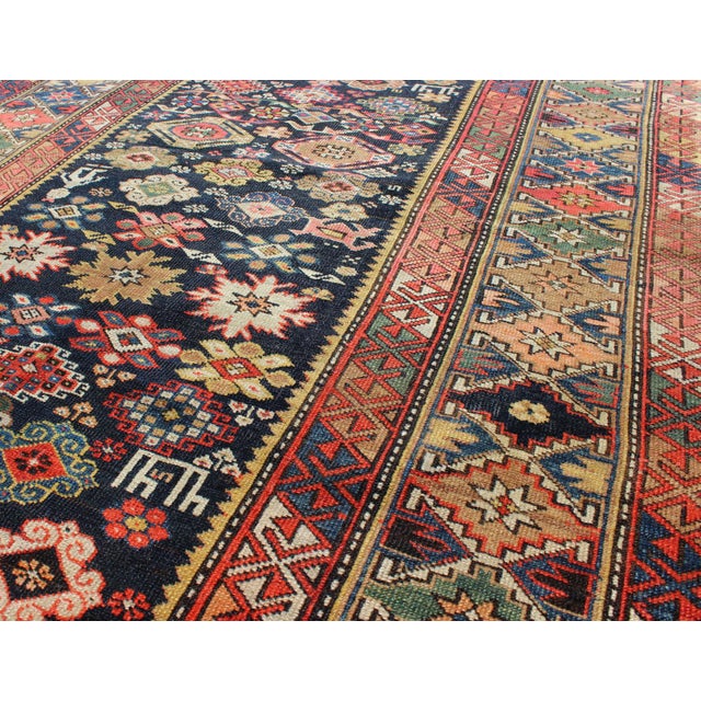 Late 19th Century Colorful Antique Kuba Carpet With Intricate Geometric Design 3'7"x5'1" For Sale - Image 5 of 6