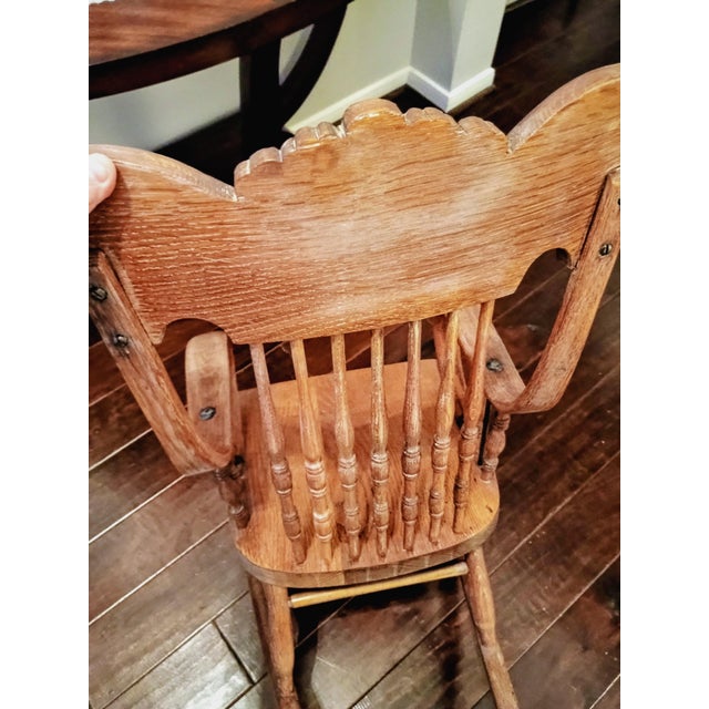 Wood Antique Child's Oak Rocker For Sale - Image 7 of 16