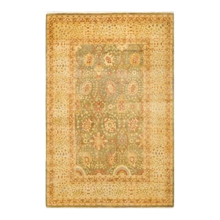 Mogul, One-of-a-Kind Hand-Knotted Area Rug - Green, 6' 3" x 9' 6" For Sale