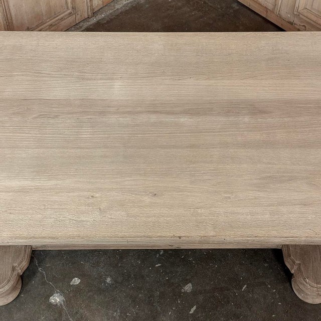 French Mid-Century Oval Trestle Table ~ Stripped Solid Oak For Sale - Image 17 of 18