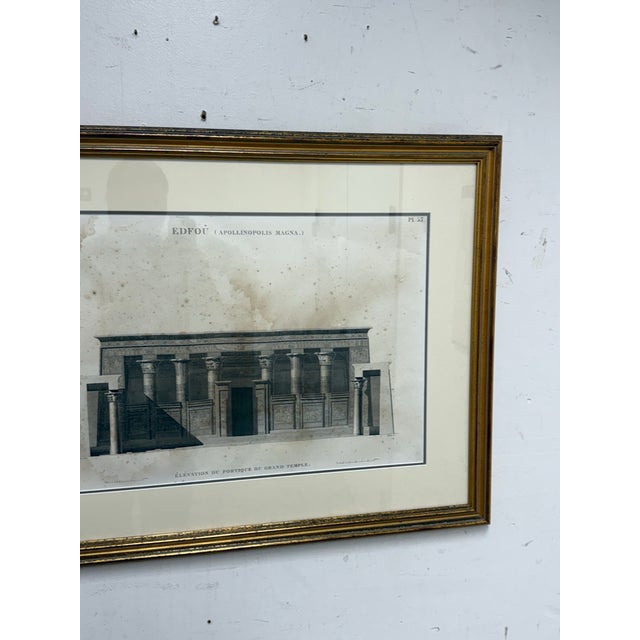 Gold Architectural Print “Edfou (Apollinopolis Magna)” Temple Portico Elevation, Framed For Sale - Image 8 of 12