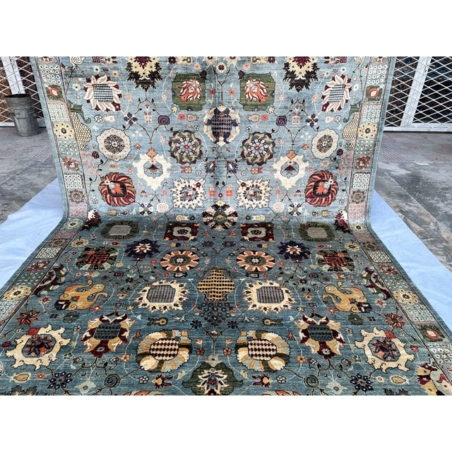 Hand-Knotted Afghan Suzani Chobi Wool Area Rug - 8'11" X 11'11" For Sale - Image 6 of 13