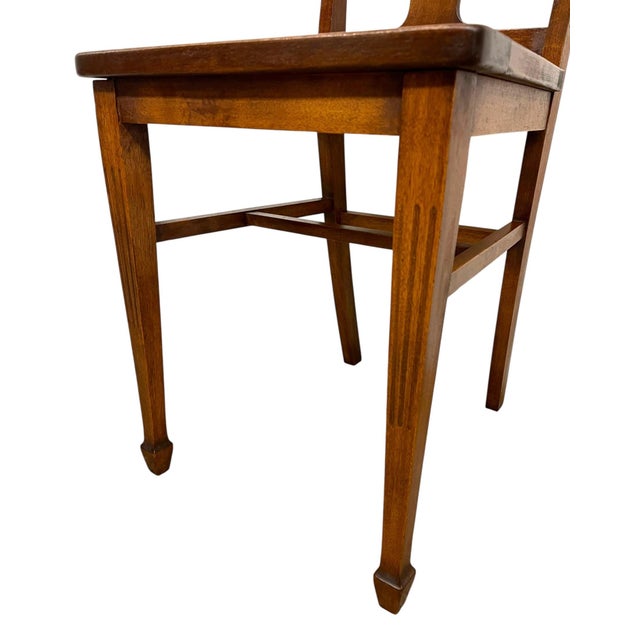 Vintage Arts & Crafts Style Wooden Side Chair With Caned Seat and Shaped Back Splat For Sale - Image 10 of 10