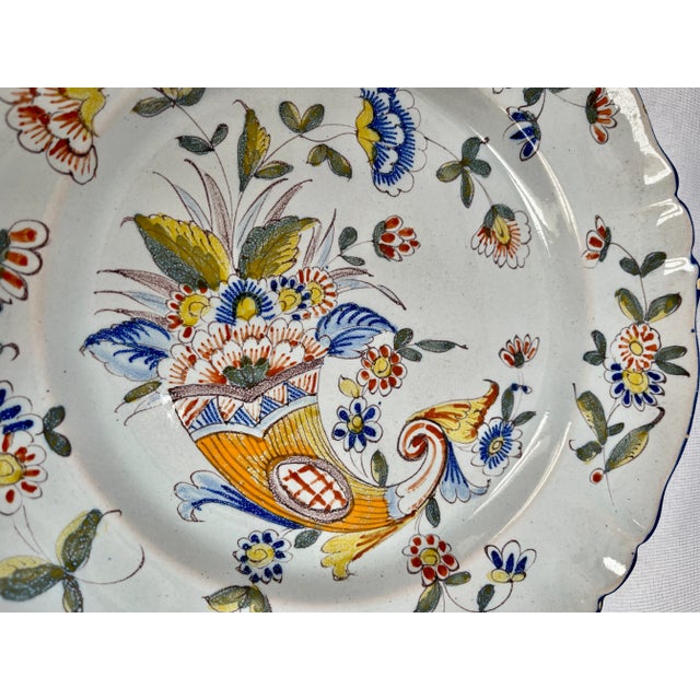 Blue 1800s Keller & Guerin Faience Floral Plates - a Pair For Sale - Image 8 of 12