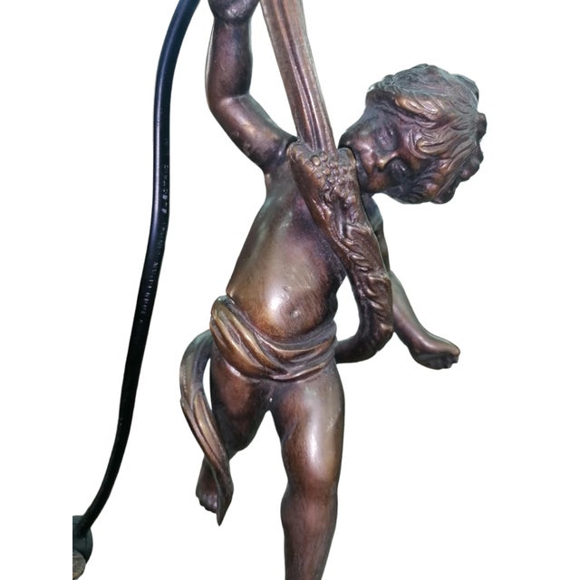 Inkwell Lamp in Chiselled Bronze with Putto For Sale - Image 6 of 9
