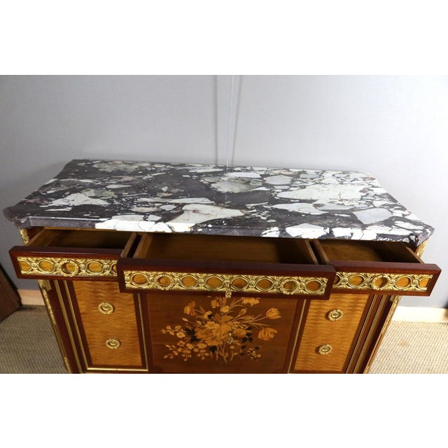 Louis XV-Louis XVI Transition Style Marquetry Buffet, 1960s For Sale - Image 12 of 15