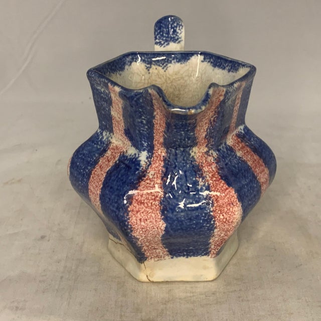 Antique English Rainbow Spatterware Creamer or Small Pitcher for your consideration. The creamer measures approx. 4 1/2...