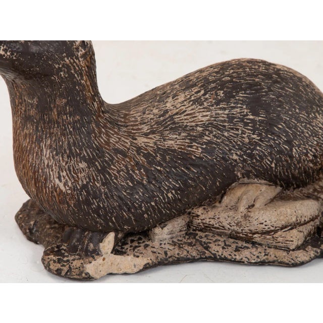 Sculpture Materials Vintage Cast Stone Otter For Sale - Image 7 of 10