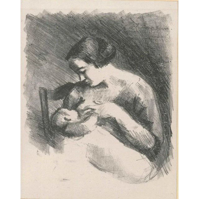 Wonderful black and white lithograph on China paper. Excellent conditions, including a ivory colored cardboard...