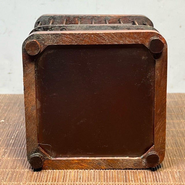 Wood Vintage Chinese Rosewood Cricket Cage | Small Square Hanging Box | Asian Chinoiserie Decor For Sale - Image 7 of 10
