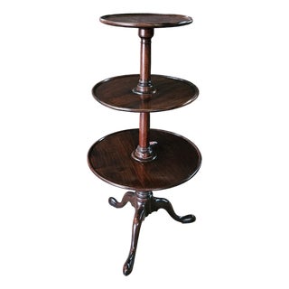 Late 19th Century Mahogany 3 Tier Spoon Foot Pedestal Base Dumbwaiter For Sale