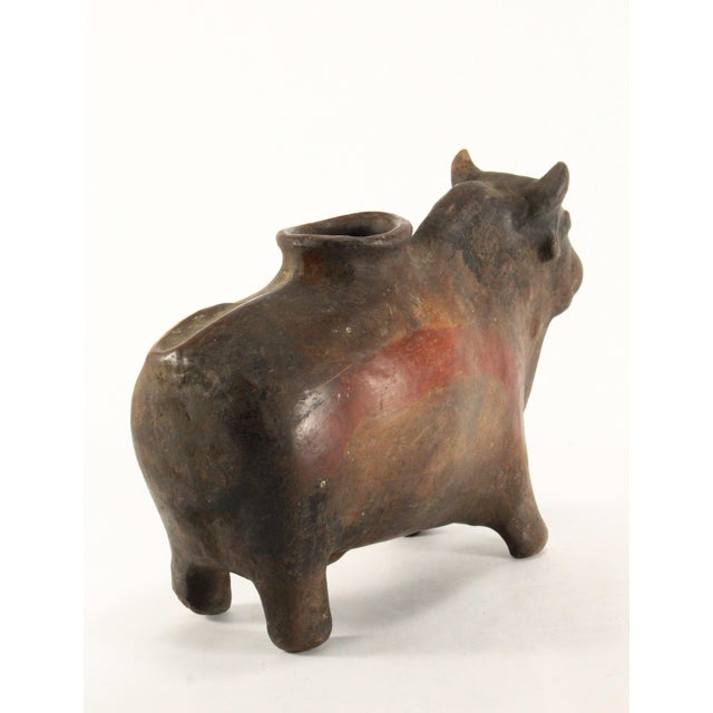 Huge 19th C. Spanish Colonial Cusco Pottery Bull Shaped Terracotta Chicha Vessel For Sale - Image 14 of 18