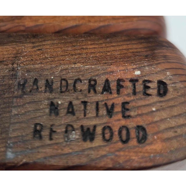 1970s Fred & Marilyn Buss Handcrafted Redwood Owl Figurine Stash Box For Sale - Image 12 of 12