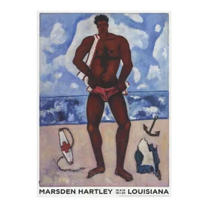 2019 Marsden Hartley 'Canuck Yankee Lumberjack at Old Orchard Beach, Maine' Brown & Blue Denmark Offset Lithograph