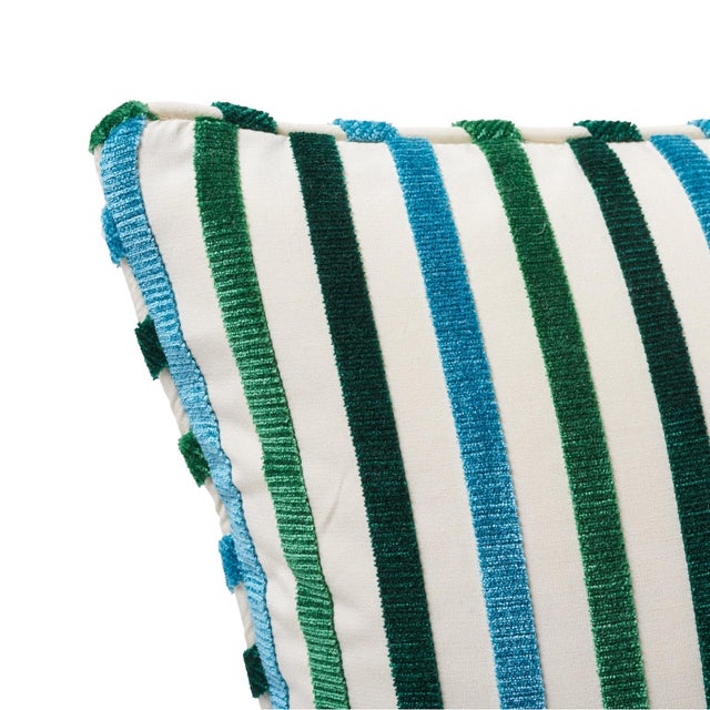 This pillow features Le Matelot with a Knife Edge finish. Cut velvet stripes pop on a crisp cotton ground, making this...