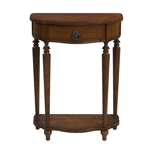 Spritely Home Accent Furniture Ashby Demilune Console Table with Storage, Antique Cherry For Sale - Image 4 of 4