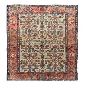Antique Persian Malayer Rug With All-Over Sub-Geometric Design in Red and Blue