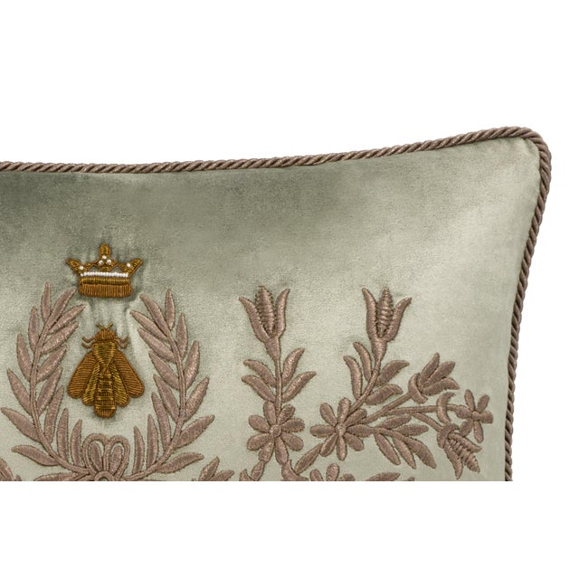 Contemporary Regina Silk Velvet Embroidered Throw Pillow Cover, 12 X20 For Sale - Image 3 of 6