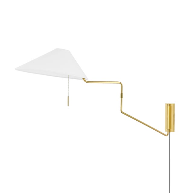 Modern Mitzi Aisa 1-Light Portable Plug In Wall Sconce, Aged Brass For Sale - Image 3 of 3