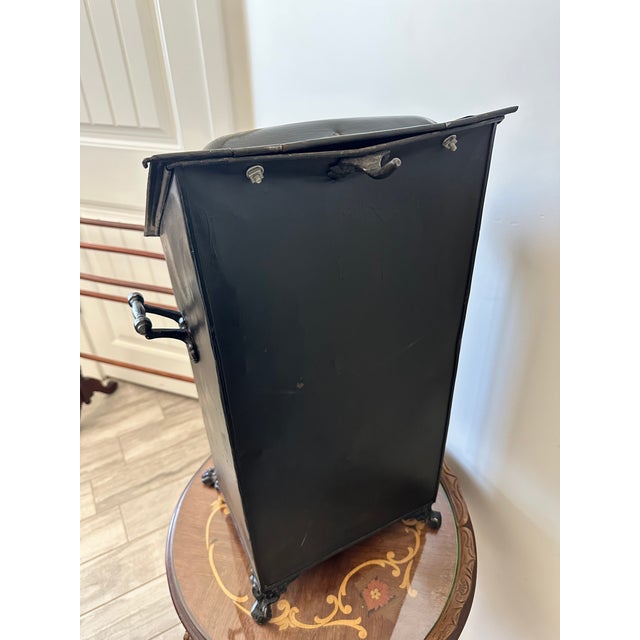 Antique Victorian Black Tin Tole Fireplace Coal Scuttle Bin For Sale - Image 10 of 10