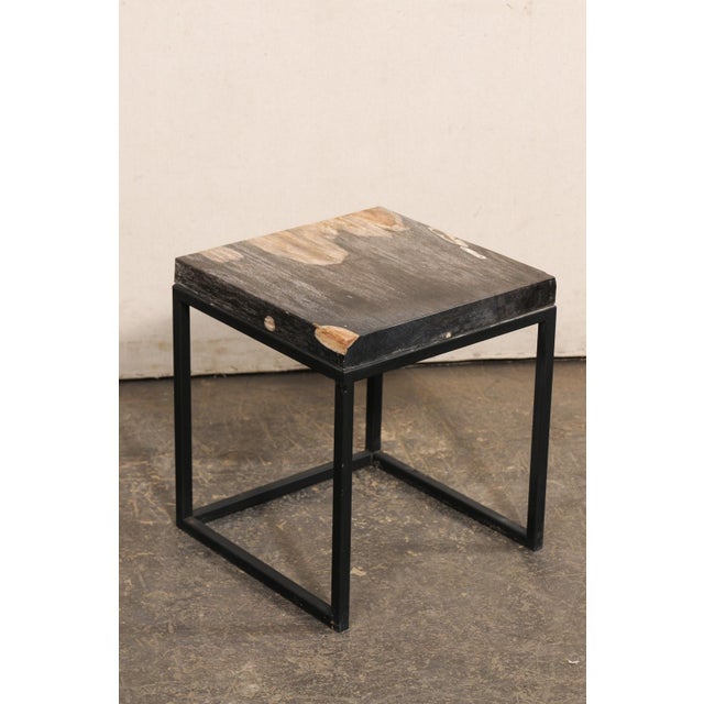 Black & Tan Petrified Wood Top Side Table For Sale - Image 12 of 12