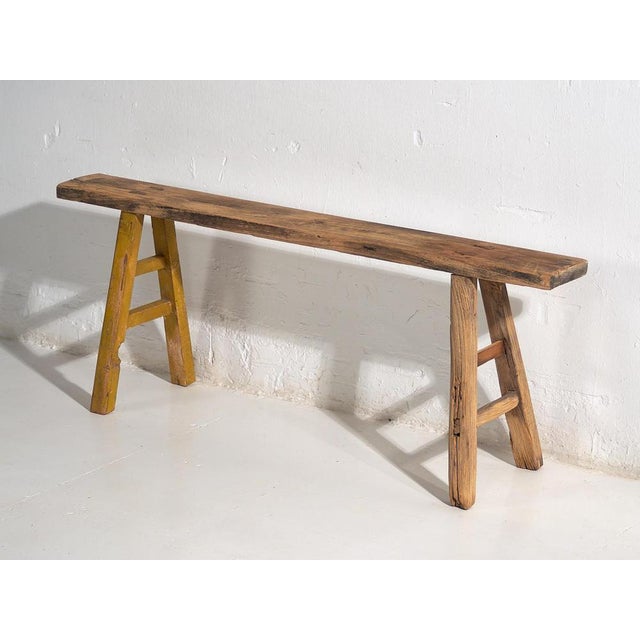 Antique Elm Footboard Bench, 1870s For Sale - Image 10 of 12