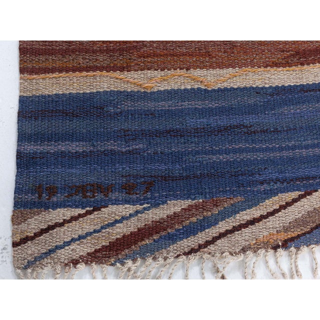Mid-Century Modern Doris Leslie Blau Vintage Swedish Flat Woven Rug by Johanna Bruns Vavskola For Sale - Image 3 of 9