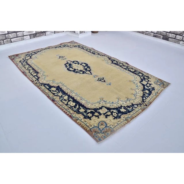 Tan Traditonal Oushak Handmade Floor Rug, 1960s For Sale - Image 8 of 11