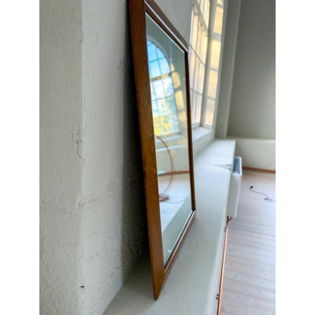 1960s Vintage Oak and Crystal Glass Wall Mirror, Sweden, 1960s For Sale - Image 5 of 17