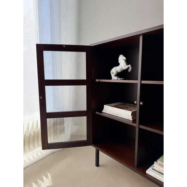 Mid-Century Display Cabinet in Dark Wood and Glass For Sale - Image 8 of 12