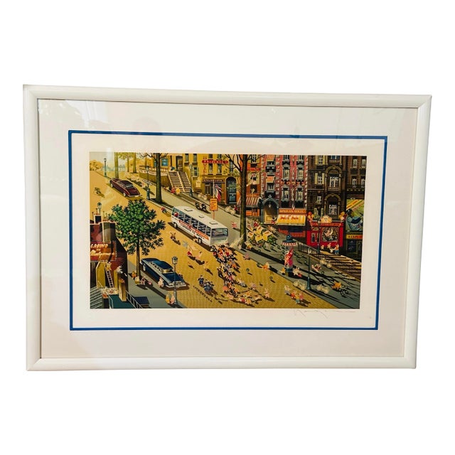 Hiro Yamagata Serigraph “Express" (1988) Rare City Scene Hand-Signed Limited Edition 239/295 Framed 32x46 For Sale