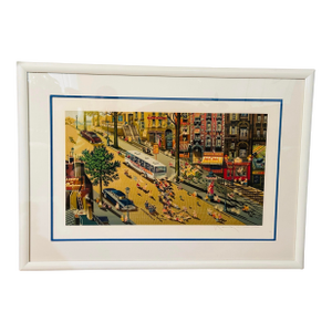 Hiro Yamagata Serigraph “Express" (1988) Rare City Scene Hand-Signed Limited Edition 239/295 Framed 32x46