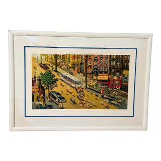 Hiro Yamagata Vintage 80s Pop Art Serigraph “Express" (1988) Cityscape Hand-Signed Limited Edition 239/295 Framed 32x46 For Sale