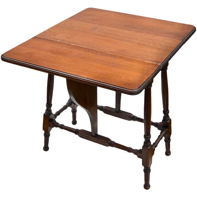 Early 20th Century Handmade Victorian Mahogany Drop-Leaf Table For Sale - Image 4 of 7