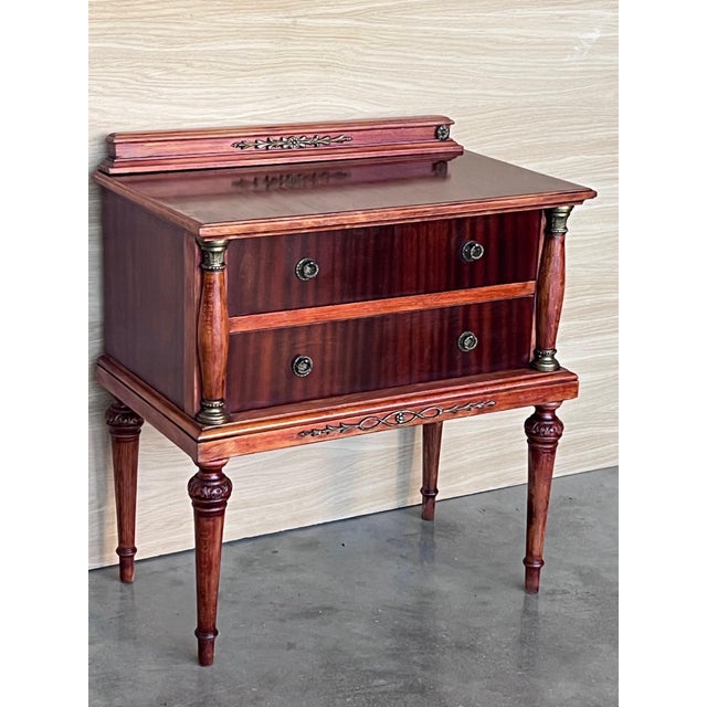 20th Century Pair of French Raspberry Red Wooden Two drawers Nightstands For Sale - Image 4 of 18