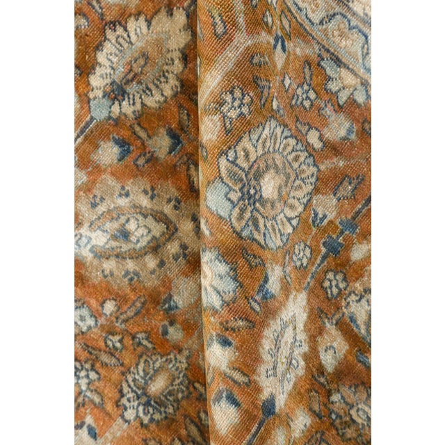 Persian Authentic Persian Tabriz Brown Blue Handmade Wool Carpet For Sale - Image 3 of 7