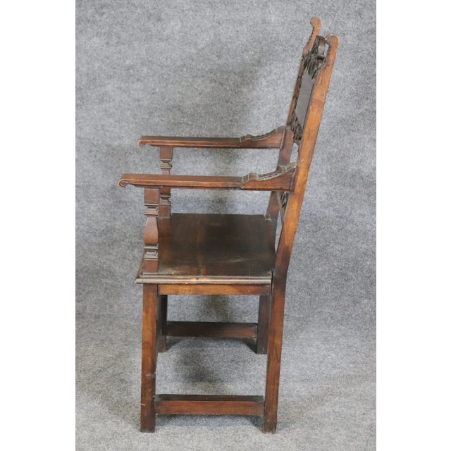 Spanish Fine Quality Antique Carved Walnut Spanish Colonial Throne Armchair For Sale - Image 3 of 12