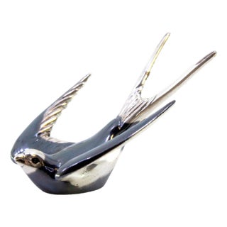 Swallow Flying in Oxidized Silver For Sale