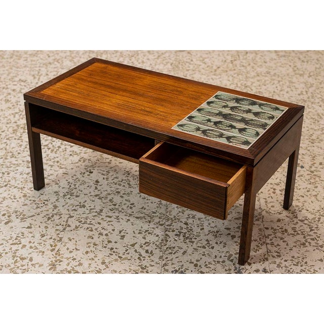 Mid-Century Modern Entryway Drawer Table with Ceramic Tiles attributed to Lars Hjorth, Denmark, 1960s For Sale - Image 3 of 8