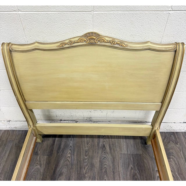 Vintage Twin Size French Provincial Louis XV Style French Bisque Cream Bed For Sale - Image 11 of 15
