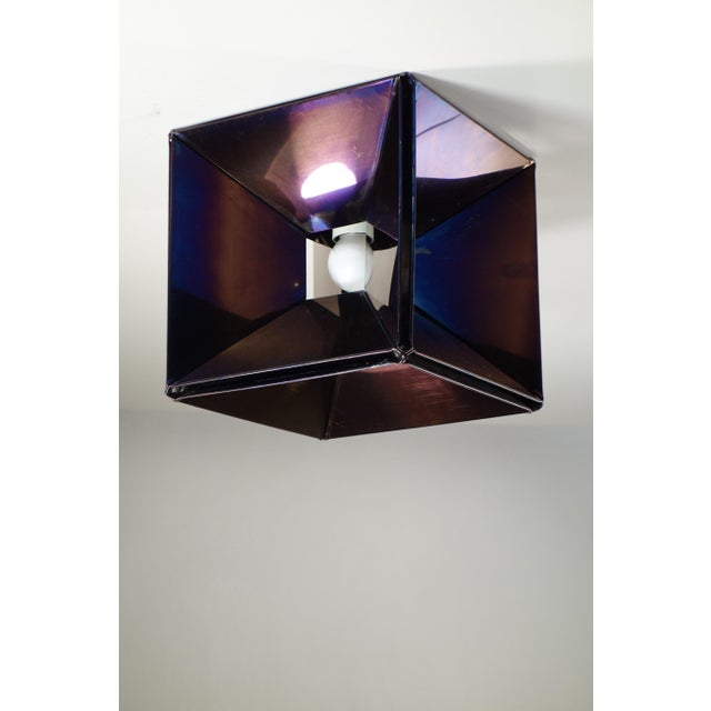 Silver Italian Space Age Sculptural Cube Metal Flush Lamp, 1960s For Sale - Image 8 of 8