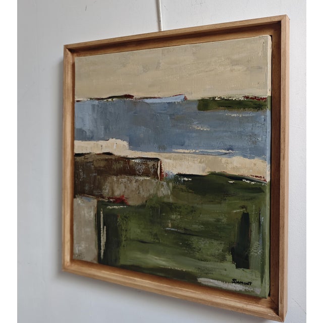 Contemporary Geography of the Shores, Contemporary Abstract Landscape Oil Painting, Framed by Sophie Dumont For Sale - Image 3 of 11